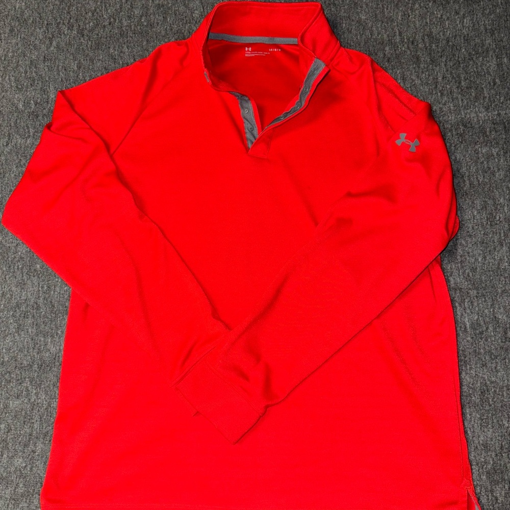 Red Under Armour 1/4 button